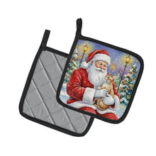 Load image into Gallery viewer, Devon Rex Cat with Santa Claus Pair of Pot Holders