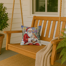 Load image into Gallery viewer, Devon Rex Cat with Santa Claus Throw Pillow