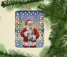 Load image into Gallery viewer, Dilute Tortoiseshell Cat with Santa Claus Porcelain Ornament