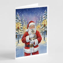 Load image into Gallery viewer, Dilute Tortoiseshell Cat with Santa Claus Greeting Cards Pack of 8