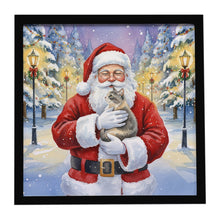 Load image into Gallery viewer, Dilute Tortoiseshell Cat with Santa Claus Framed Metal Print