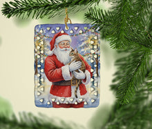 Load image into Gallery viewer, Egyptian Mau Cat with Santa Claus Porcelain Ornament