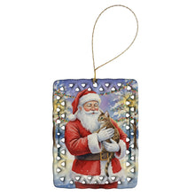 Load image into Gallery viewer, Egyptian Mau Cat with Santa Claus Porcelain Ornament