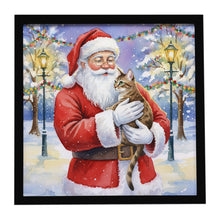 Load image into Gallery viewer, Egyptian Mau Cat with Santa Claus Framed Metal Print