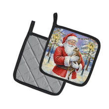 Load image into Gallery viewer, Egyptian Mau Cat with Santa Claus Pair of Pot Holders