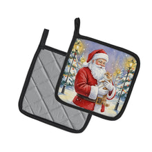 Load image into Gallery viewer, Exotic Shorthair Cat with Santa Claus Pair of Pot Holders