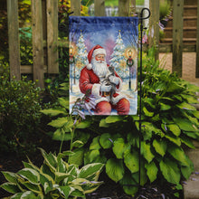 Load image into Gallery viewer, Gray and White Cat with Santa Claus Garden Flag