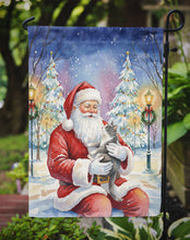 Load image into Gallery viewer, Gray and White Cat with Santa Claus Garden Flag