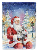 Load image into Gallery viewer, Gray and White Cat with Santa Claus Garden Flag