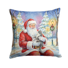 Load image into Gallery viewer, Gray and White Cat with Santa Claus Throw Pillow