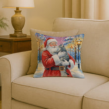 Load image into Gallery viewer, Gray Mackerel Tabby Cat with Santa Claus Throw Pillow