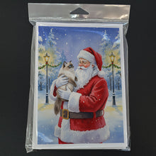 Load image into Gallery viewer, Himalayan Cat with Santa Claus Greeting Cards Pack of 8