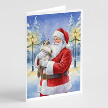 Load image into Gallery viewer, Himalayan Cat with Santa Claus Greeting Cards Pack of 8