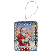 Load image into Gallery viewer, Javanese Cat with Santa Claus Porcelain Ornament