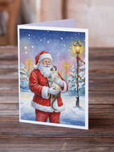 Load image into Gallery viewer, Javanese Cat with Santa Claus Greeting Cards Pack of 8