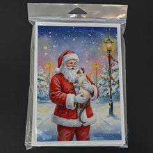 Load image into Gallery viewer, Javanese Cat with Santa Claus Greeting Cards Pack of 8