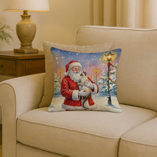Load image into Gallery viewer, Javanese Cat with Santa Claus Throw Pillow