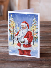 Load image into Gallery viewer, Khao Manee Cat with Santa Claus Greeting Cards Pack of 8
