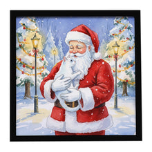Load image into Gallery viewer, Khao Manee Cat with Santa Claus Framed Metal Print