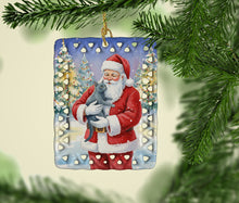 Load image into Gallery viewer, Korat Cat with Santa Claus Porcelain Ornament