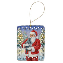 Load image into Gallery viewer, Korat Cat with Santa Claus Porcelain Ornament