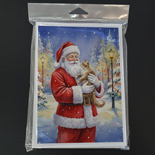 Load image into Gallery viewer, LaPerm Cat with Santa Claus Greeting Cards Pack of 8