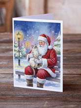 Load image into Gallery viewer, Lilac Point Cat with Santa Claus Greeting Cards Pack of 8
