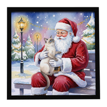Load image into Gallery viewer, Lilac Point Cat with Santa Claus Framed Metal Print