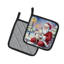 Load image into Gallery viewer, Lilac Point Cat with Santa Claus Pair of Pot Holders