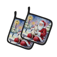 Load image into Gallery viewer, Lilac Point Cat with Santa Claus Pair of Pot Holders
