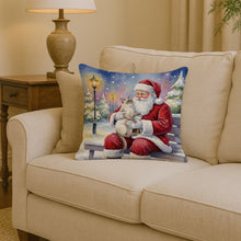 Load image into Gallery viewer, Lilac Point Cat with Santa Claus Throw Pillow