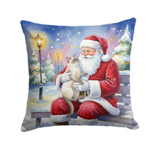 Load image into Gallery viewer, Lilac Point Cat with Santa Claus Throw Pillow