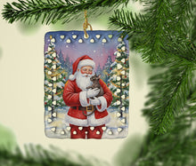 Load image into Gallery viewer, Lykoi Cat with Santa Claus Porcelain Ornament