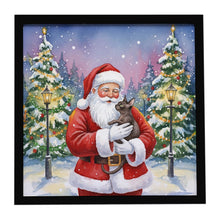 Load image into Gallery viewer, Lykoi Cat with Santa Claus Framed Metal Print