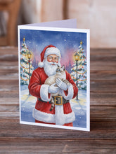 Load image into Gallery viewer, Lynx Point Cat with Santa Claus Greeting Cards Pack of 8