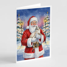 Load image into Gallery viewer, Lynx Point Cat with Santa Claus Greeting Cards Pack of 8