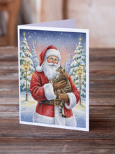 Load image into Gallery viewer, Mackerel Tabby Brown Cat with Santa Claus Greeting Cards Pack of 8