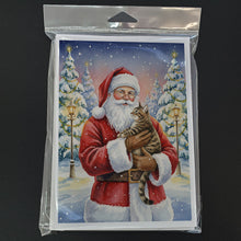 Load image into Gallery viewer, Mackerel Tabby Brown Cat with Santa Claus Greeting Cards Pack of 8