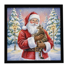 Load image into Gallery viewer, Mackerel Tabby Brown Cat with Santa Claus Framed Metal Print