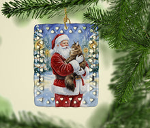 Load image into Gallery viewer, MaineCoon Brown Tabby Cat with Santa Claus Porcelain Ornament