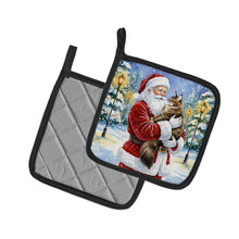 Load image into Gallery viewer, MaineCoon Brown Tabby Cat with Santa Claus Pair of Pot Holders