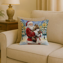 Load image into Gallery viewer, MaineCoon Brown Tabby Cat with Santa Claus Throw Pillow
