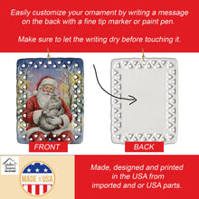 Load image into Gallery viewer, MaineCoon Silver Tabby Cat with Santa Claus Porcelain Ornament