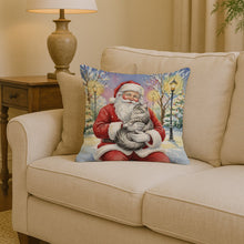 Load image into Gallery viewer, MaineCoon Silver Tabby Cat with Santa Claus Throw Pillow