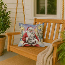 Load image into Gallery viewer, MaineCoon Silver Tabby Cat with Santa Claus Throw Pillow