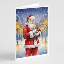Load image into Gallery viewer, Malayan Cat with Santa Claus Greeting Cards Pack of 8