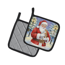Load image into Gallery viewer, Manx Cat with Santa Claus Pair of Pot Holders