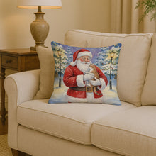 Load image into Gallery viewer, Manx Cat with Santa Claus Throw Pillow
