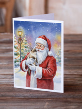 Load image into Gallery viewer, Mekong Bobtail Cat with Santa Claus Greeting Cards Pack of 8