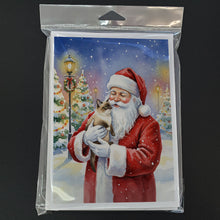 Load image into Gallery viewer, Mekong Bobtail Cat with Santa Claus Greeting Cards Pack of 8